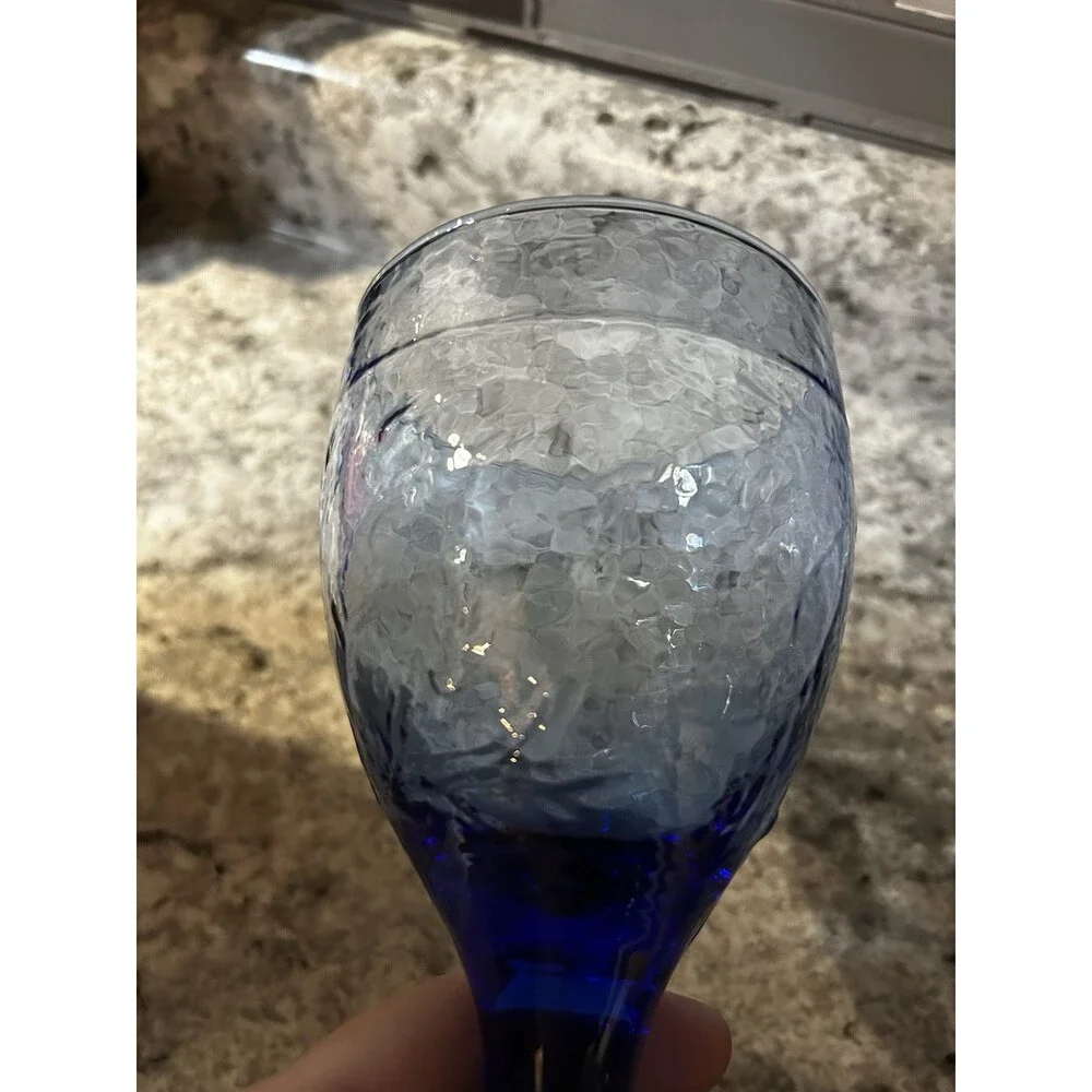 Libbey Glass Co Garden Vine Water Goblets Set Of 2 Cobalt Blue Stemmed Glasses